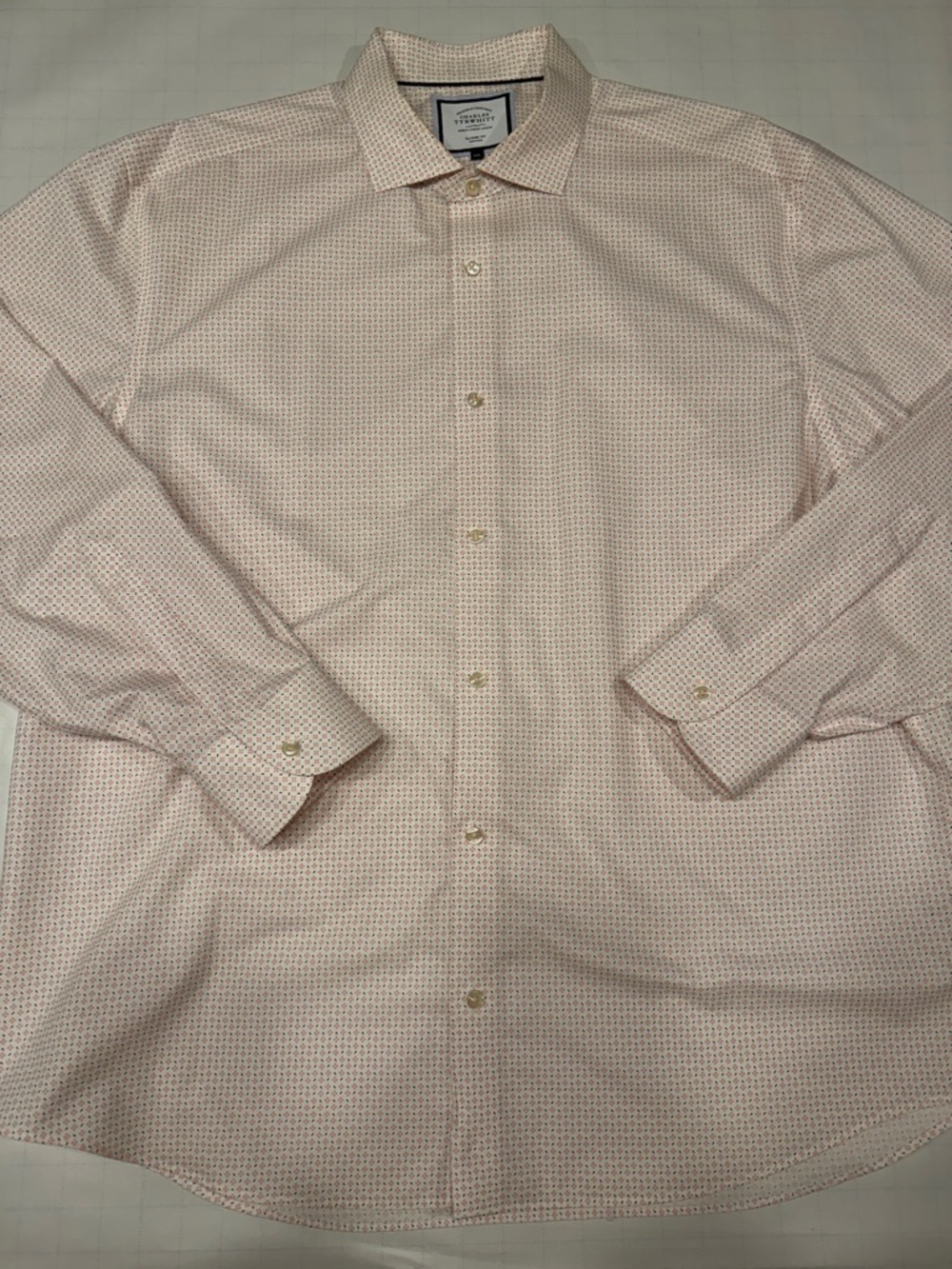 Men's Charles Tyrwhitt Pink Patterned Long-Sleeve Dress Shirt